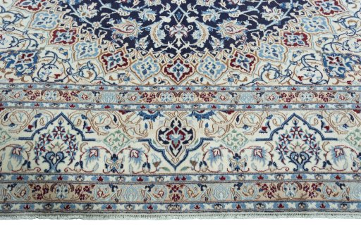 Full view of 2000s Nain rug from Iran / Persia, 344 × 254 cm in Blue tones