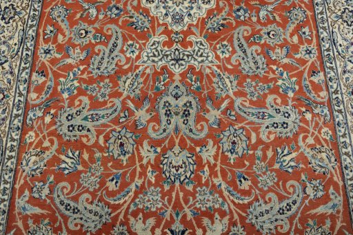 Close-up detail of 1970s Nain rug from Iran / Persia showing Cork weave