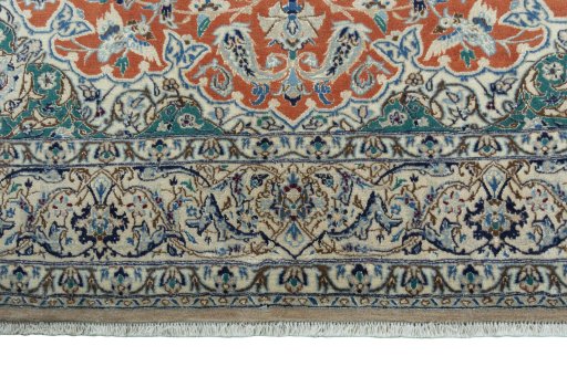 Full view of 1970s Nain rug from Iran / Persia, 205 × 125 cm in Yellow tones