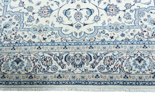 Full view of 2000s Nain rug from Iran / Persia, 344 × 248 cm in Beige tones