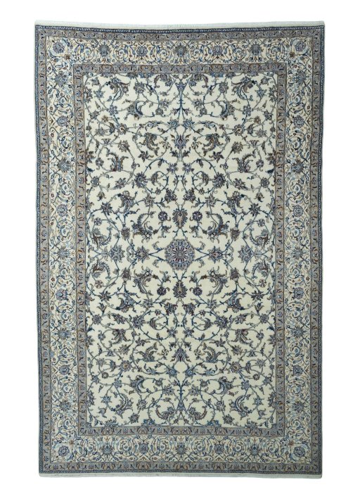 Full view of 2000s Nain rug from Iran / Persia, 400 × 258 cm in Beige tones
