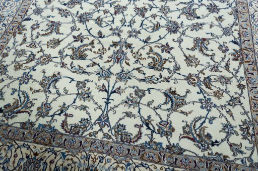 Close-up detail of 2000s Nain rug from Iran / Persia showing Wool weave