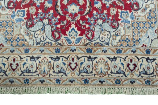 Full view of 2000s Nain rug from Iran / Persia, 202 × 125 cm in Red tones