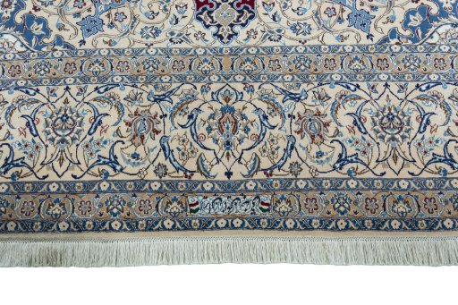 Full view of 2000s Nain rug from Iran / Persia, 440 × 312 cm in Red tones