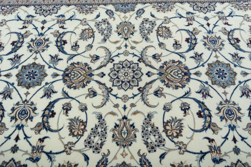 Central medallion detail of 1970s Nain rug from Iran / Persia