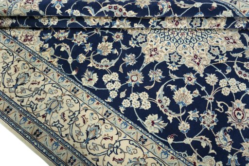Close-up detail of 1970s Nain rug from Iran / Persia showing Wool weave