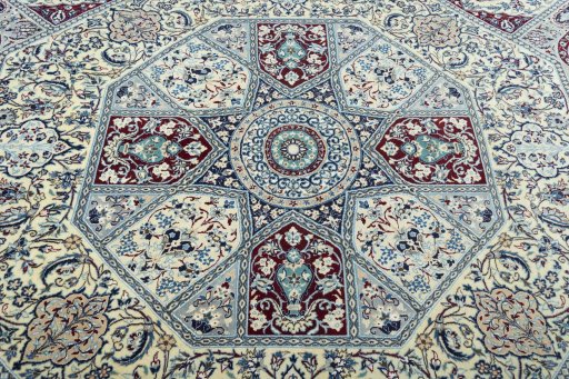 Central medallion detail of 1970s Nain rug from Iran / Persia