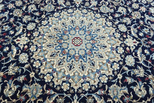 Central medallion detail of 1970s Nain rug from Iran / Persia