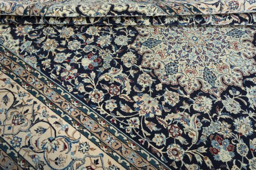 Close-up detail of 2000s Nain rug from Iran / Persia showing Wool weave