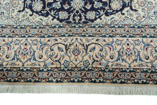 Full view of 2000s Nain rug from Iran / Persia, 403 × 272 cm in Blue tones