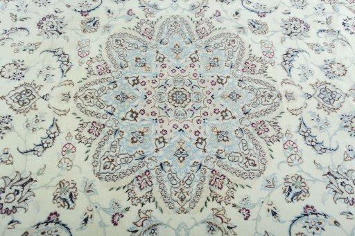Central medallion detail of 2000s Nain rug from Iran / Persia