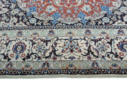 Full view of 2000s Nain rug from Iran / Persia, 443 × 301 cm in Red tones