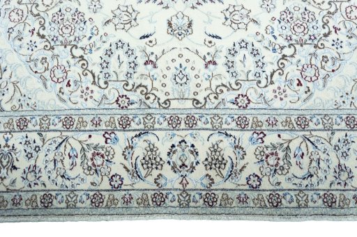 Full view of 2000s Nain rug from Iran / Persia, 305 × 195 cm in Beige tones