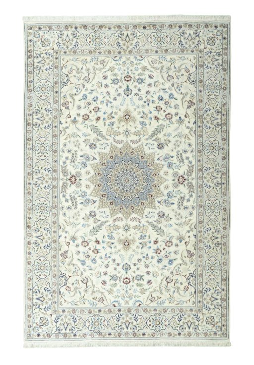 Full view of 2000s Nain rug from Iran / Persia, 313 × 203 cm in Beige tones
