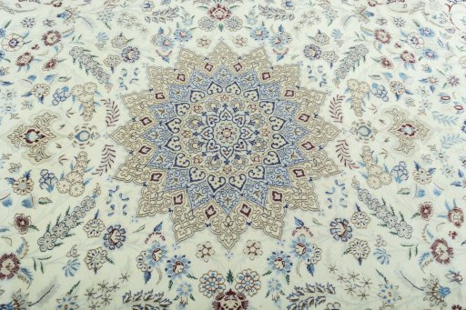 Central medallion detail of 2000s Nain rug from Iran / Persia