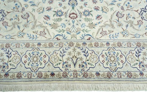 Full view of 2000s Nain rug from Iran / Persia, 313 × 203 cm in Beige tones