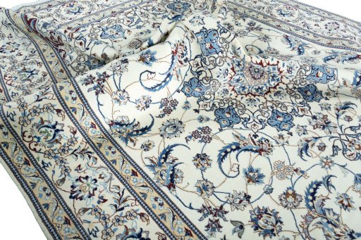 Surface texture of New Nain rug with natural Wool and intricate pattern