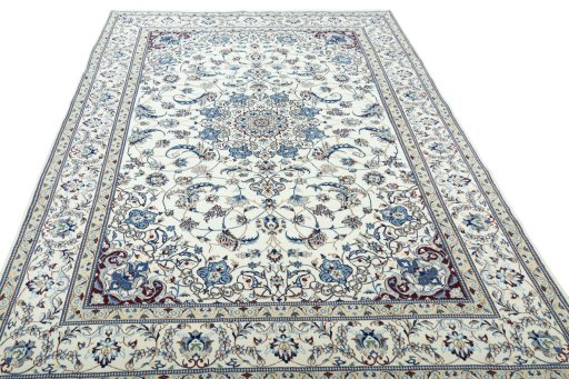 Surface texture of New Nain rug with natural Wool and intricate pattern
