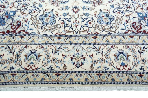 Full view of New Nain rug from Iran / Persia, 366 × 247 cm in Beige tones