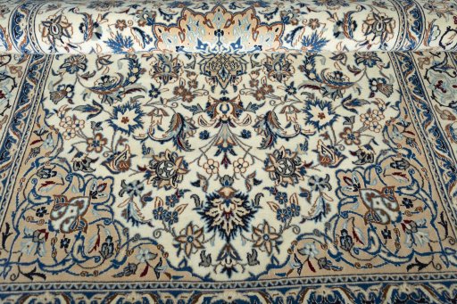 Close-up detail of 2000s Nain rug from Iran / Persia showing Wool weave