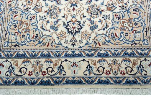 Full view of 2000s Nain rug from Iran / Persia, 220 × 132 cm in Beige tones