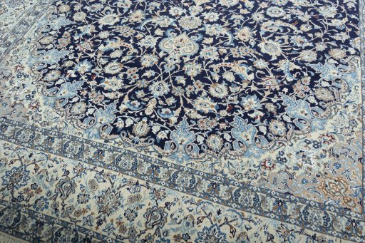Close-up detail of 2000s Nain rug from Iran / Persia showing Wool weave