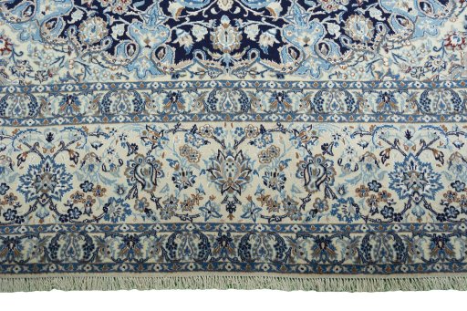 Full view of 2000s Nain rug from Iran / Persia, 475 × 322 cm in Blue tones