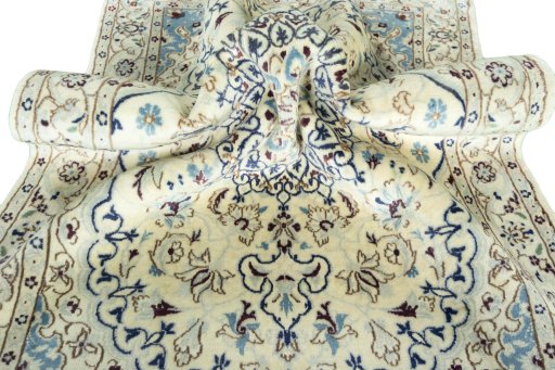 Close-up detail of 2000s Nain rug from Iran / Persia showing Wool weave