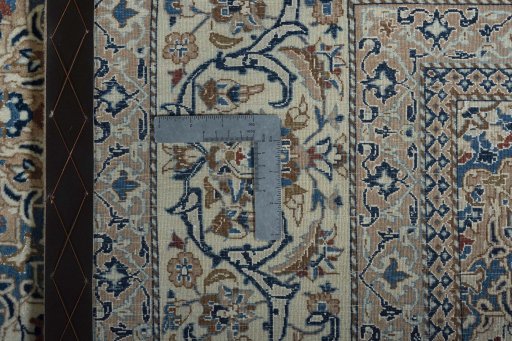 Close-up detail of 1970s Nain rug from Iran / Persia showing Cork weave