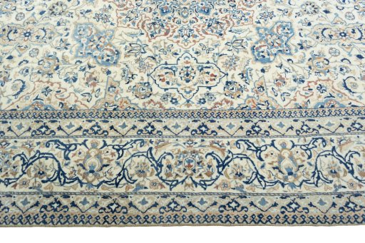 Close-up detail of 1970s Nain rug from Iran / Persia showing Cork weave
