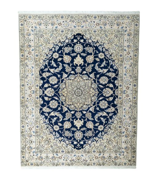 Full view of New Nain rug from Iran / Persia, 210 × 162 cm in Blue tones