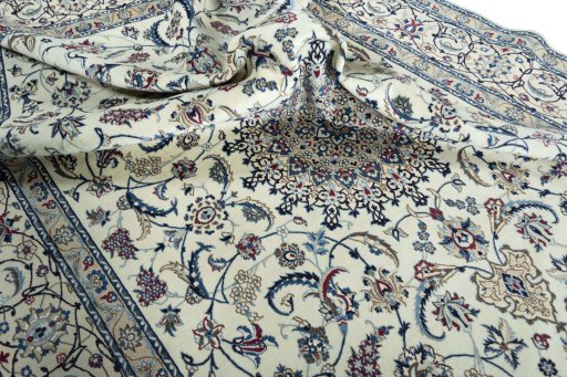 Surface texture of New Nain rug with natural Wool and intricate pattern