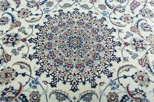 Central medallion detail of New Nain rug from Iran / Persia