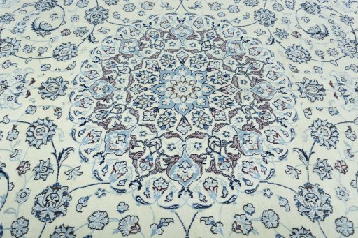 Central medallion detail of 2000s Nain rug from Iran / Persia
