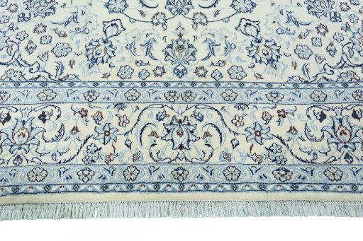 Full view of 2000s Nain rug from Iran / Persia, 344 × 243 cm in Beige tones