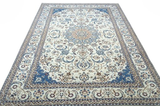 Surface texture of New Nain rug with natural Wool and intricate pattern