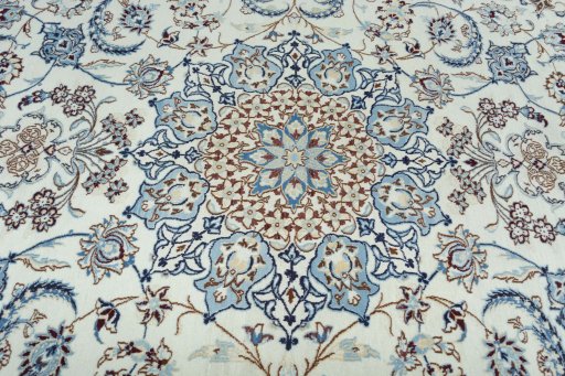 Central medallion detail of New Nain rug from Iran / Persia