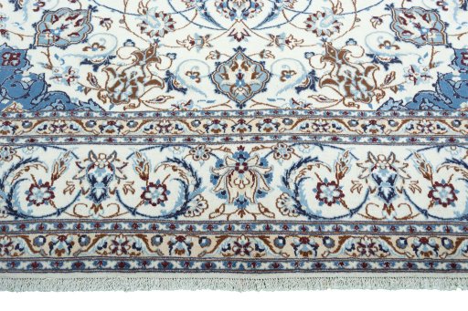 Full view of New Nain rug from Iran / Persia, 341 × 256 cm in Beige tones