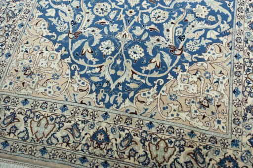 Close-up detail of 1950s Nain rug from Iran / Persia showing Cork weave