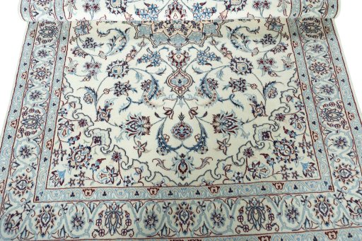 Close-up detail of New Nain rug from Iran / Persia showing Wool weave