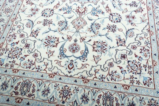 Close-up detail of New Nain rug from Iran / Persia showing Wool weave