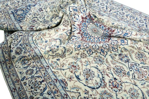 Surface texture of New Nain rug with natural Wool and intricate pattern