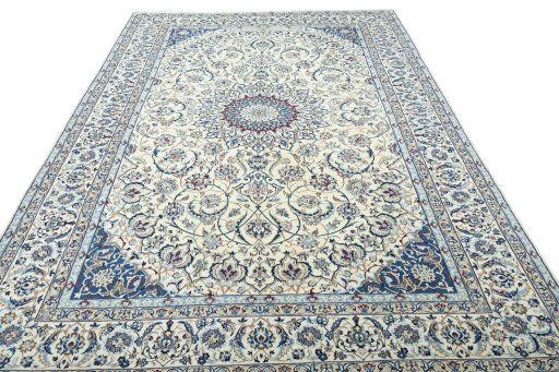 Surface texture of New Nain rug with natural Wool and intricate pattern