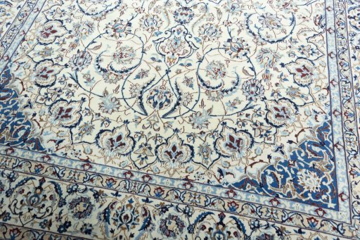 Close-up detail of New Nain rug from Iran / Persia showing Wool weave