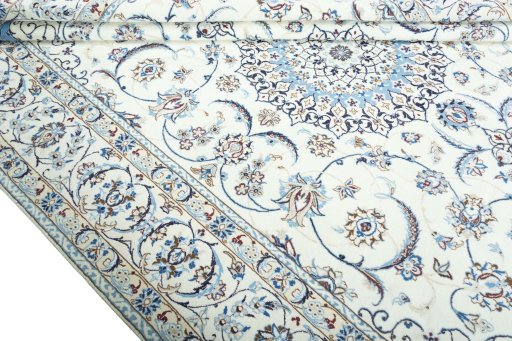 Close-up detail of New Nain rug from Iran / Persia showing Wool weave