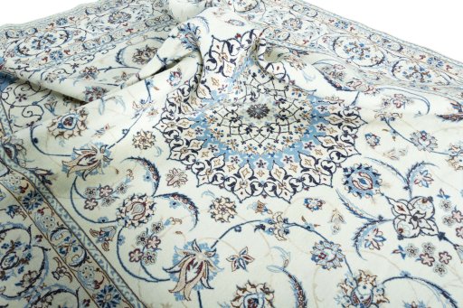 Surface texture of New Nain rug with natural Wool and intricate pattern
