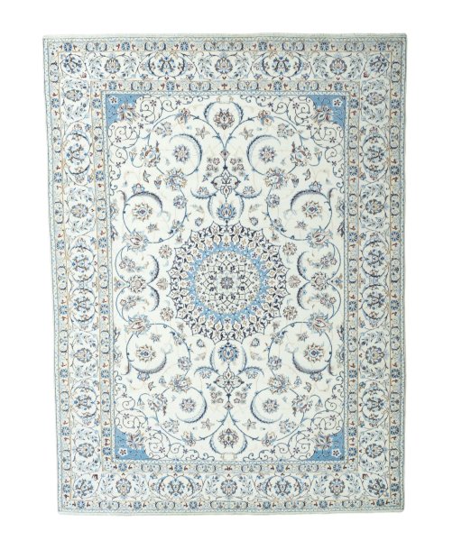 Full view of New Nain rug from Iran / Persia, 345 × 257 cm in Beige tones