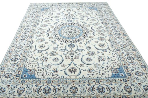 Surface texture of New Nain rug with natural Wool and intricate pattern