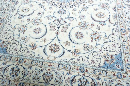 Close-up detail of New Nain rug from Iran / Persia showing Wool weave