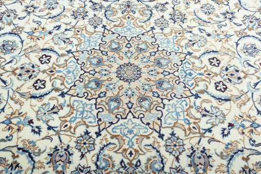 Central medallion detail of 2000s Nain rug from Iran / Persia
